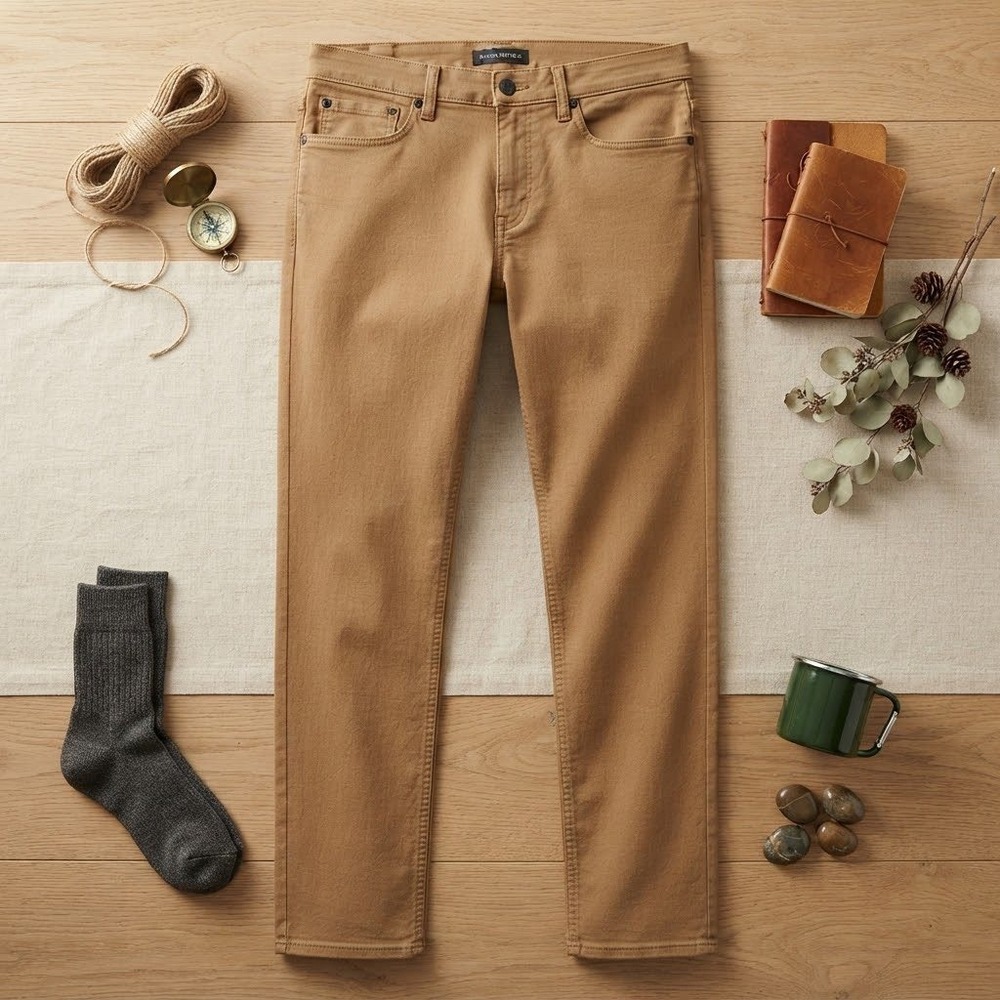 Banana Republic Mens Slim Fit Traveler Pants Tobacco Brown 34x34 Stretch Twill